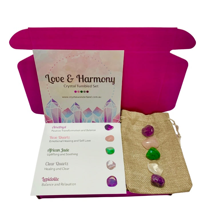 Love & Harmony Crystal Tumbled Gift Set