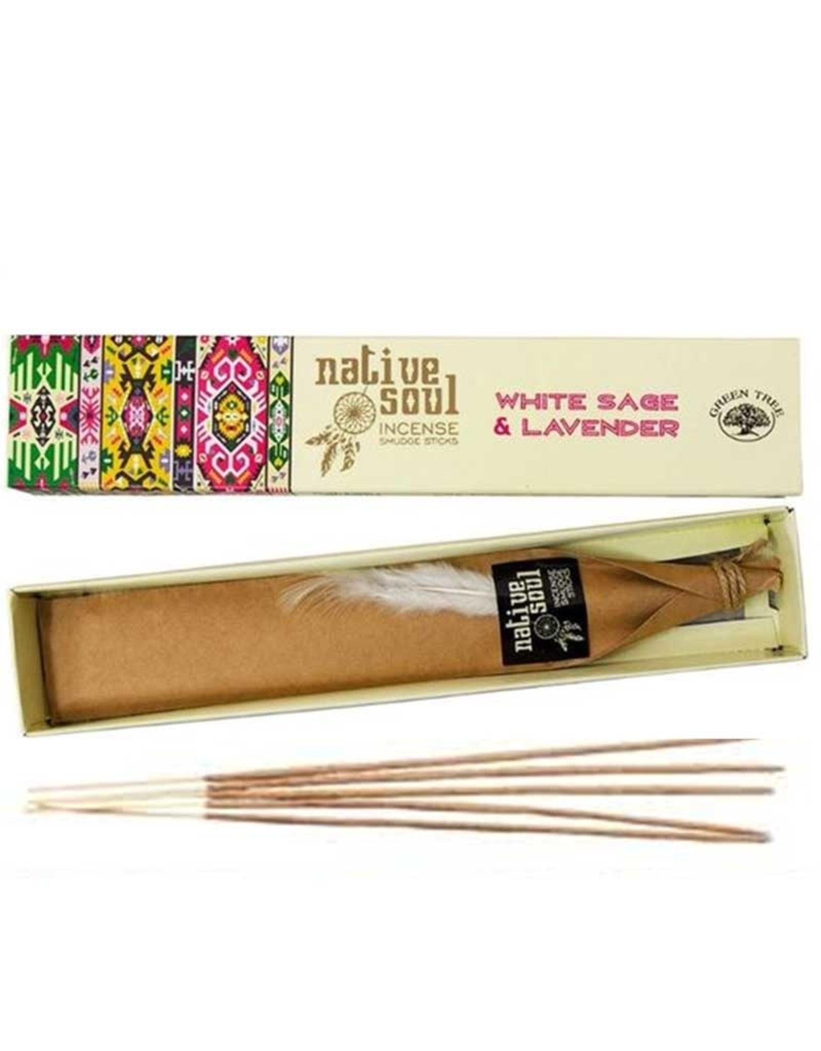 Green Tree White Sage and Lavender Native Soul Incense Smudge Sticks - 1 Box