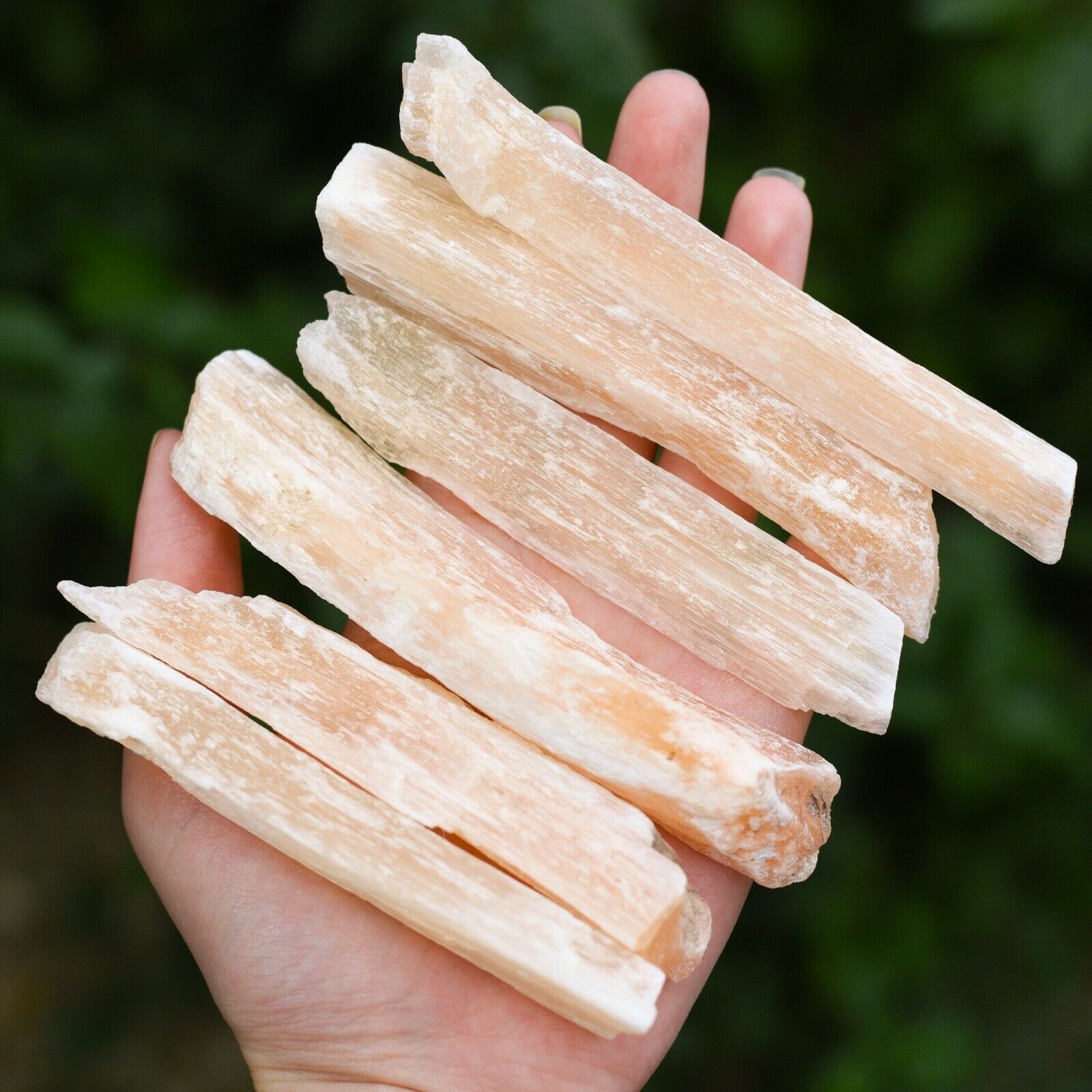 Peach Selenite Beam Wand Pieces