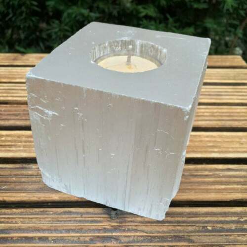 Selenite Cube Tea Light Candle Holder Crystal