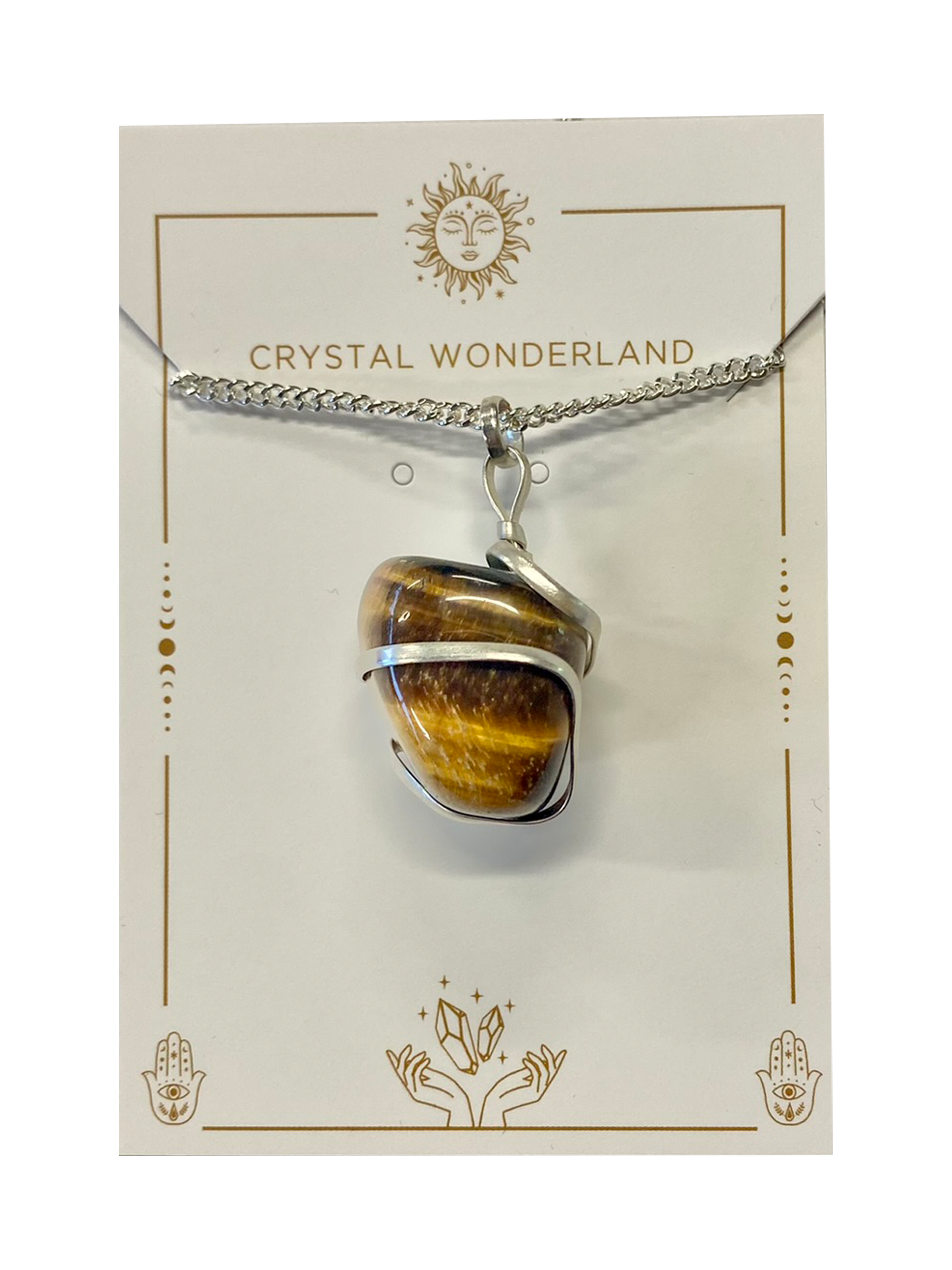 Infinity Loop Crystal Tumbled Collection Tiger Eye Pendant Silver