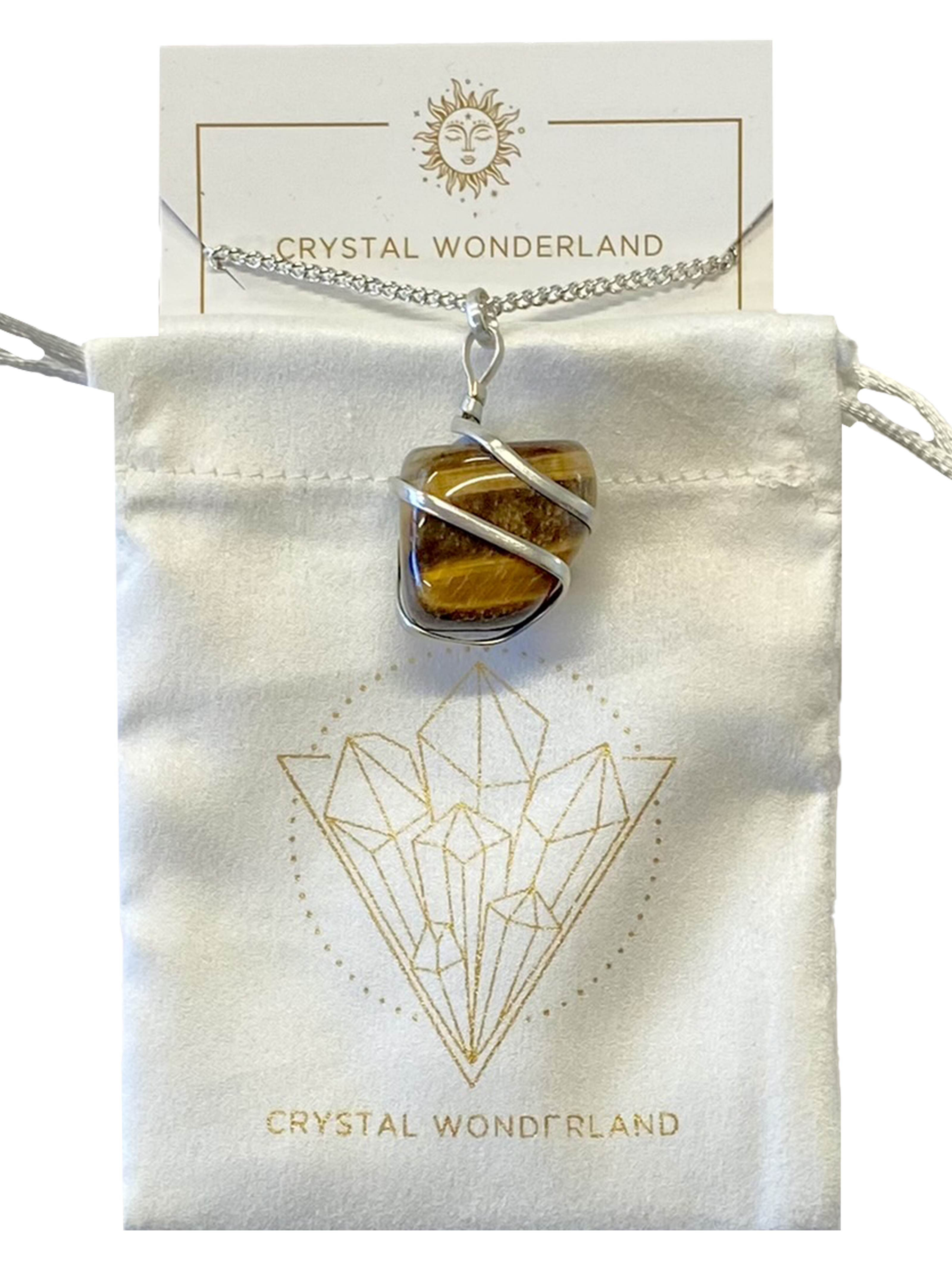Infinity Loop Crystal Tumbled Collection Tiger Eye Pendant Silver