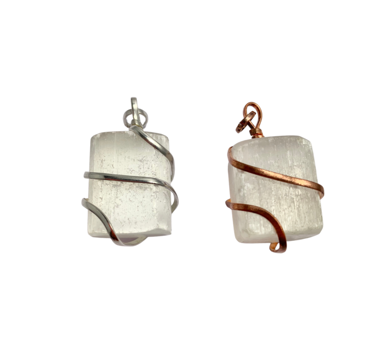 Infinity Loop Crystal Tumbled Collection Selenite Pendant Silver