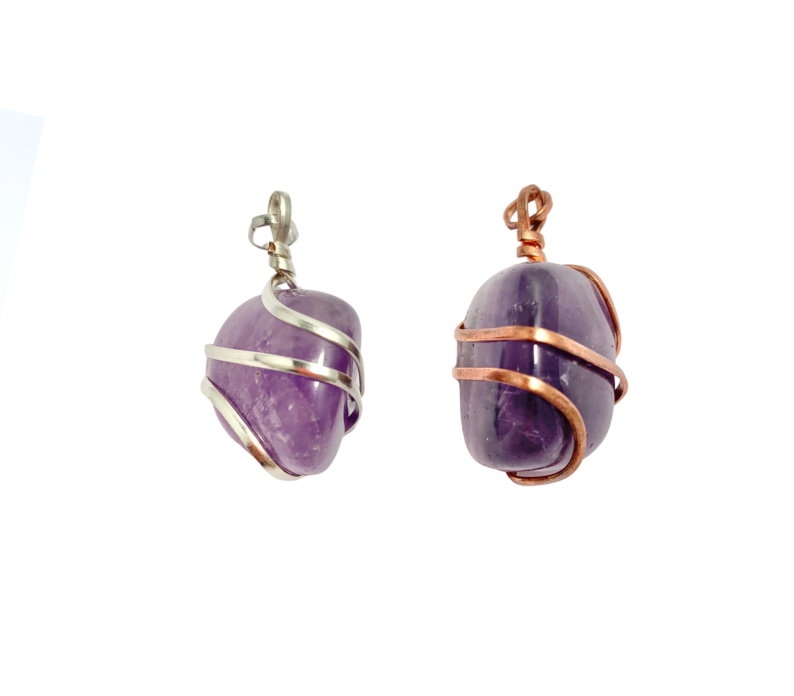 Infinity Loop Crystal Tumbled Collection Amethyst Pendant Silver