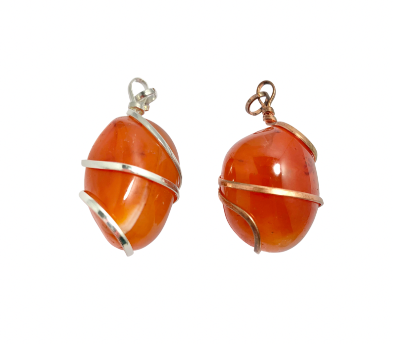 Infinity Loop Crystal Tumbled Collection Carnelian Pendant Copper