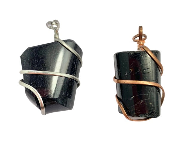 Infinity Loop Crystal Tumbled Collection Black Tourmaline Pendant Copper