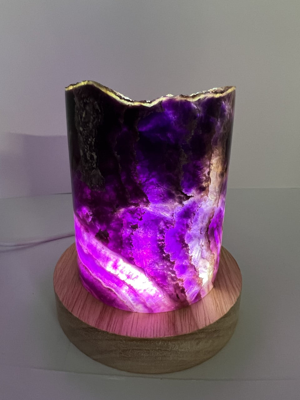 Medium Rainbow Fluorite Lamp - LED Stand B