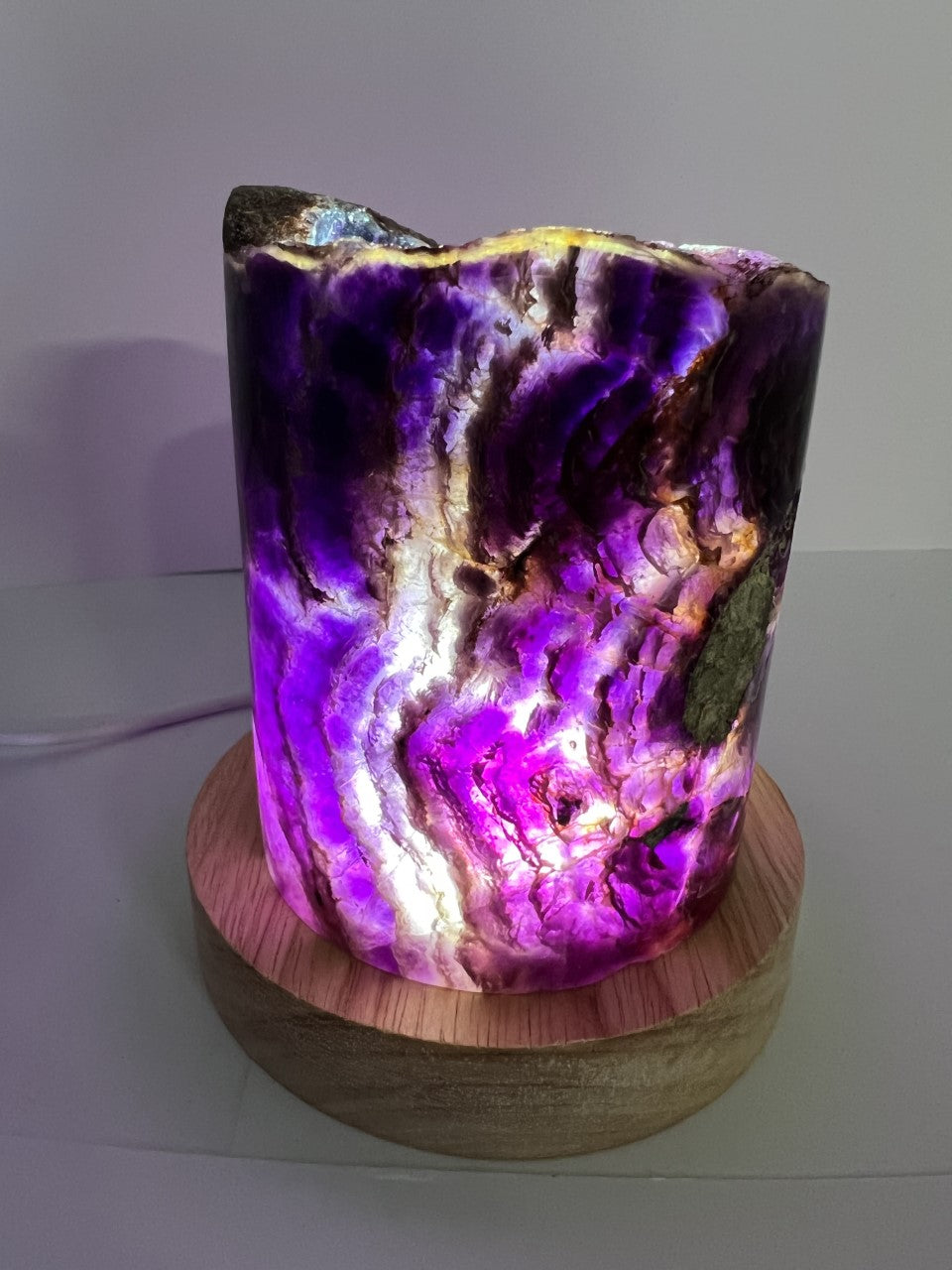 Medium Rainbow Fluorite Lamp - LED Stand B