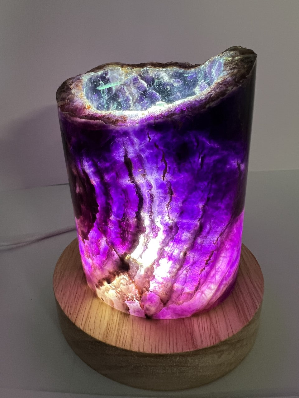 Medium Rainbow Fluorite Lamp - LED Stand B