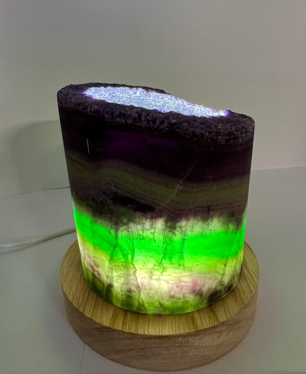 Medium Rainbow Fluorite Lamp - LED Stand C