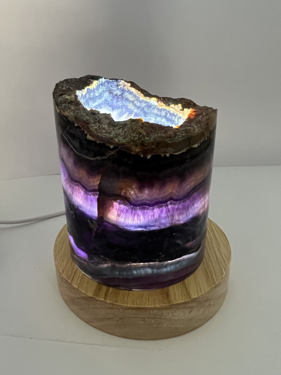 Medium Rainbow Fluorite Lamp - LED Stand D