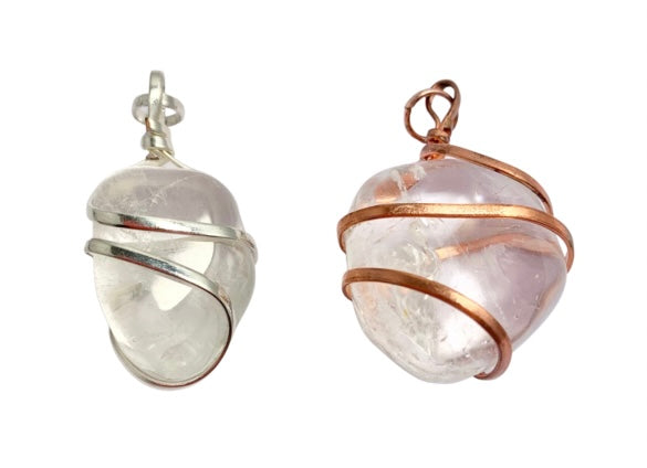 Infinity Loop Crystal Tumbled Collection Clear Quartz Pendant Silver