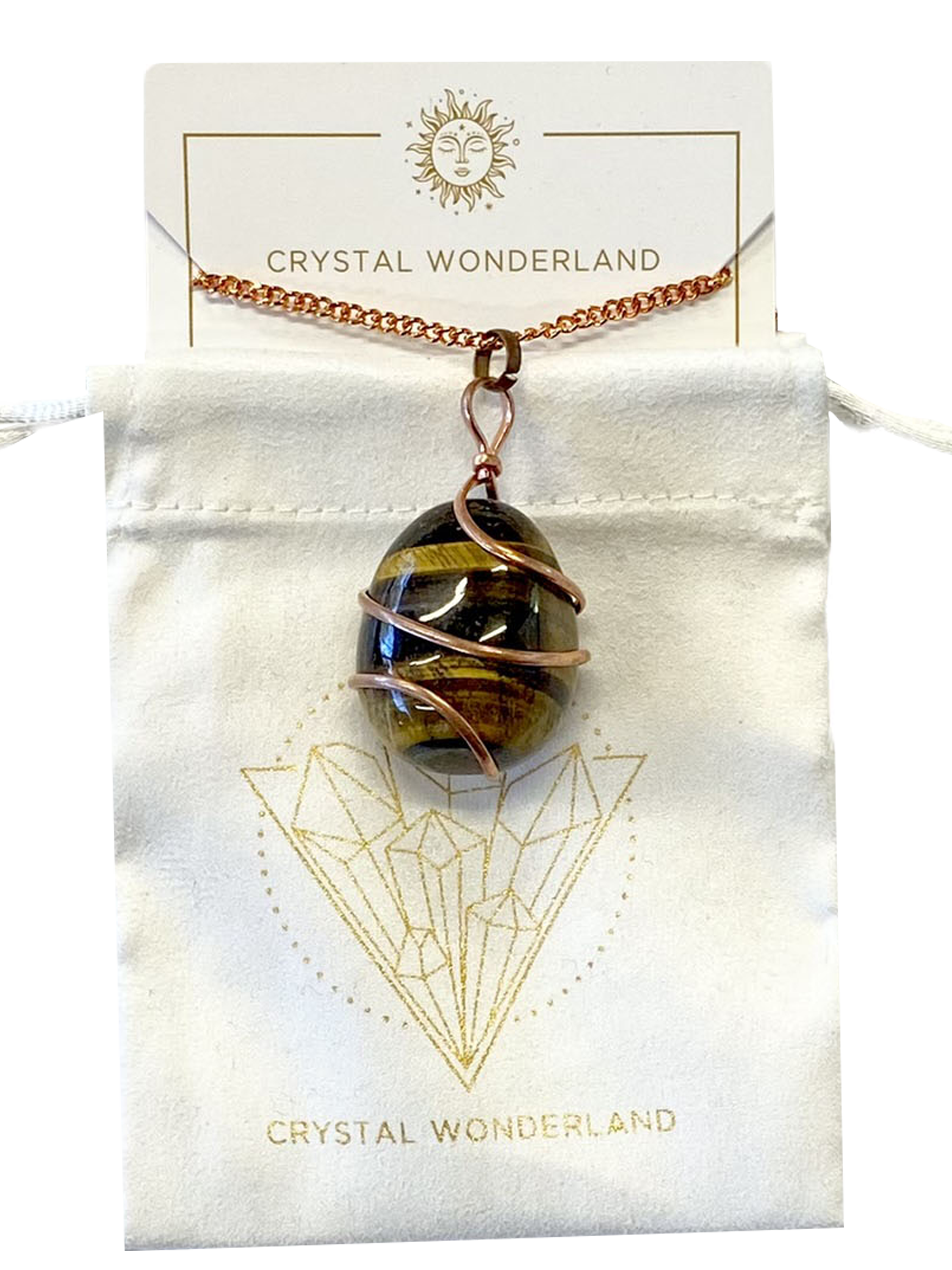 Infinity Loop Crystal Tumbled Collection Tiger Eye Pendant Copper